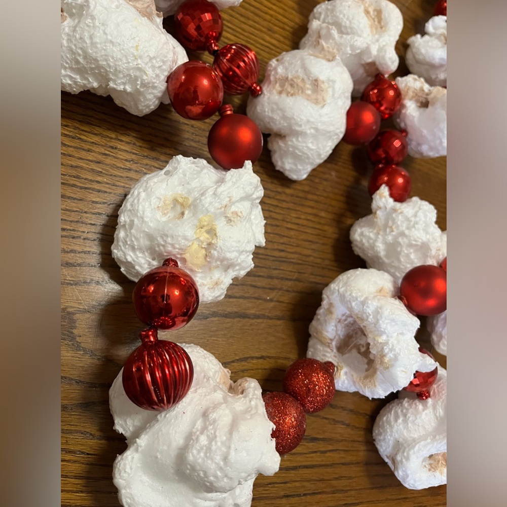 Handmade 7ft Strand Of Popcorn & Cranberry Christmas Tree Garland
